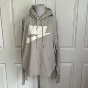 Nike NSW Block Futura Oversized Hoodie Sweatshirt Bone and White Mens Sz Small